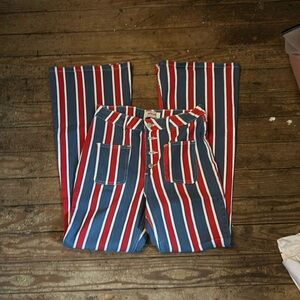 Striped red white and blue wrangler jeans